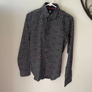 Men's Black Floral Button-Down Shirt
